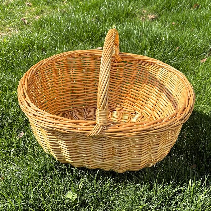 Large Oval Wicker Picnic Basket with Sturdy Handle - 18x14x13 Inch Handwoven Willow Storage Basket for Picnic, Camping, Home Organization, Fruit and Vegetable Serving - Image 9